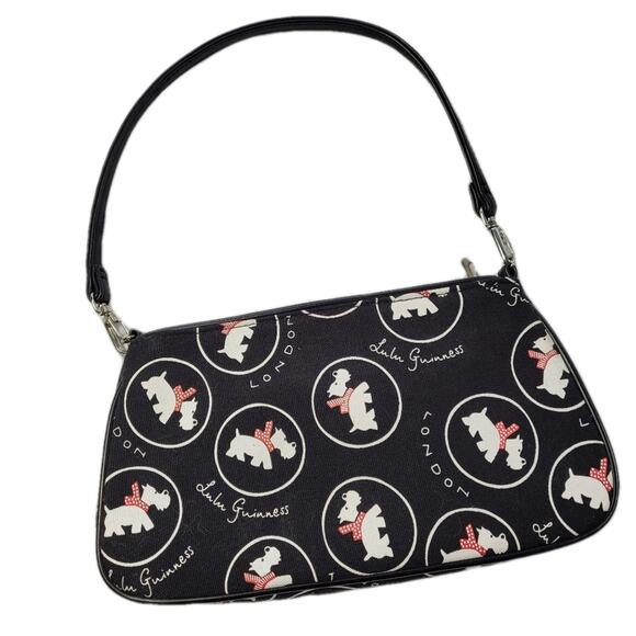 Lulu Guinness London Scottie Dog Leather-Trimmed Canvas Handle Bag - Picture 3 of 15